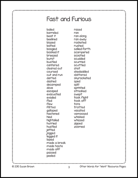 Other Words For Went Resource Pages Warm Hearts Publishing