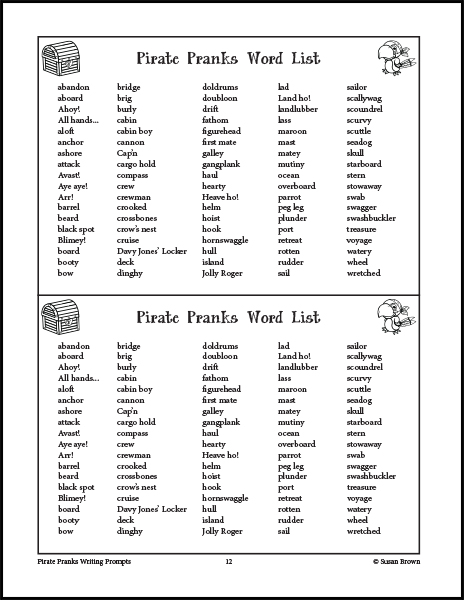 Pirate Pranks Writing Prompts - Warm Hearts Publishing